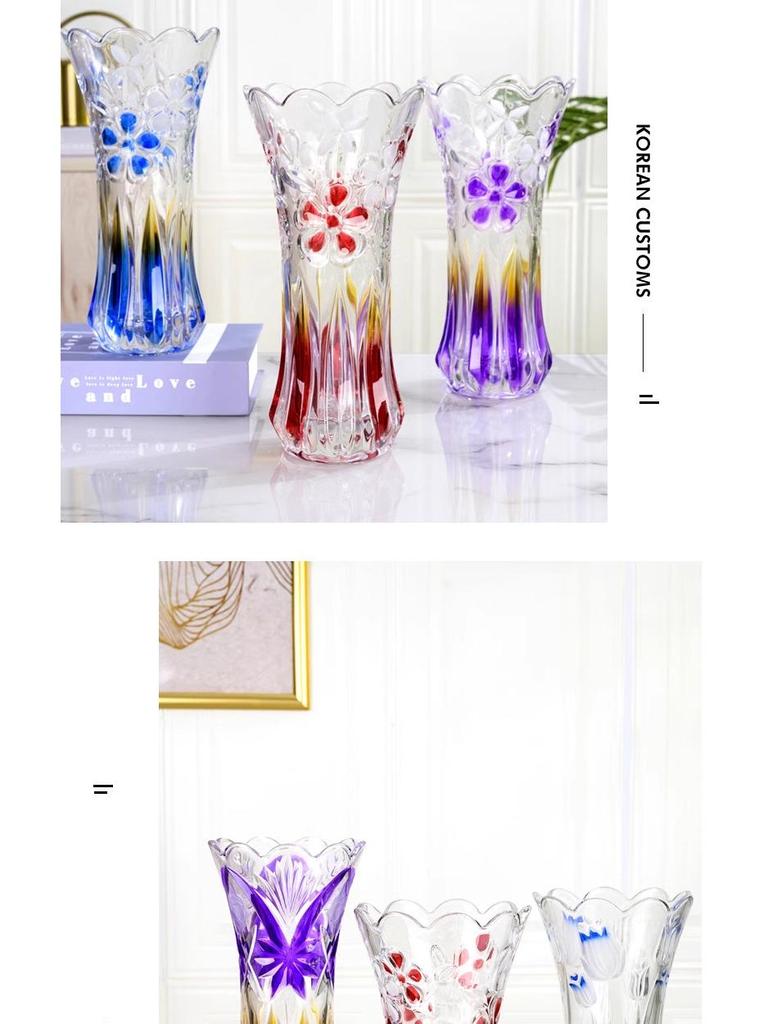Luxuriöse, leicht transparente Glasvase für frische Blumenarrangements – Kreative hydroponische Heimdekoration