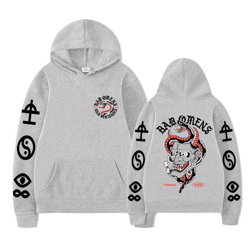Bad Omens Tour Concert Hoodie Rock Band Hip Hop Punk Hoodie Vintage Unisex Men Vintage Graphic Tops Oversize Clothing