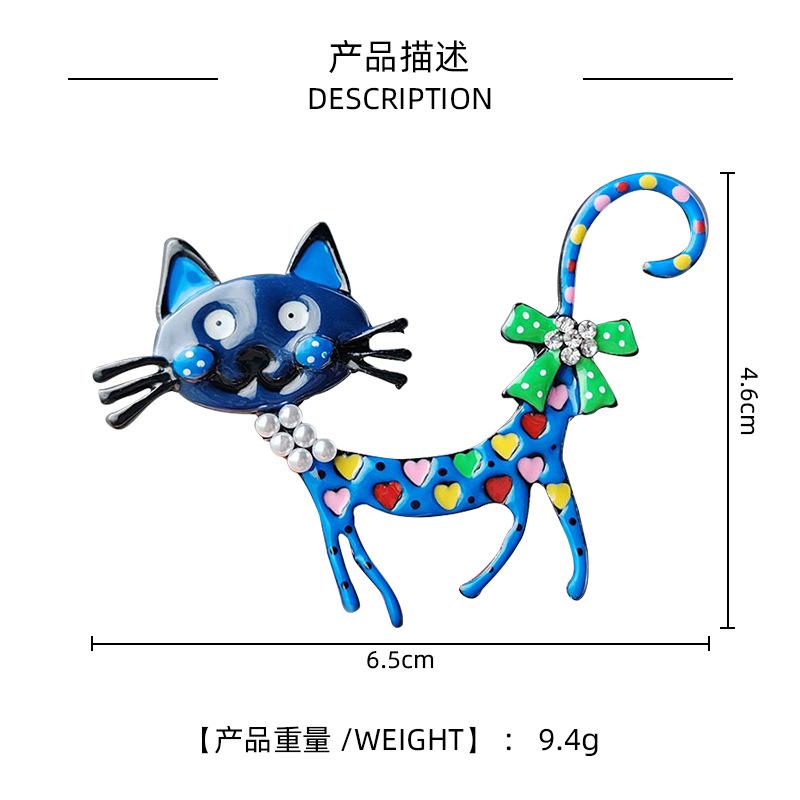 

Korean Rhinestone Cat Flower Pendant Brooches For Women Colorful Cute Animal Pins Fashion Enamel Corsage Everyday Accessories