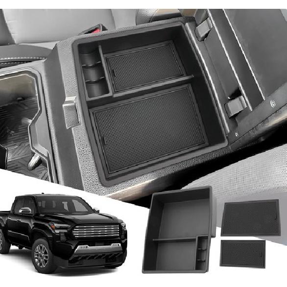 For 2024 Toyota Tacoma Crew Cab Center Console Armrest Organizer Storage Box