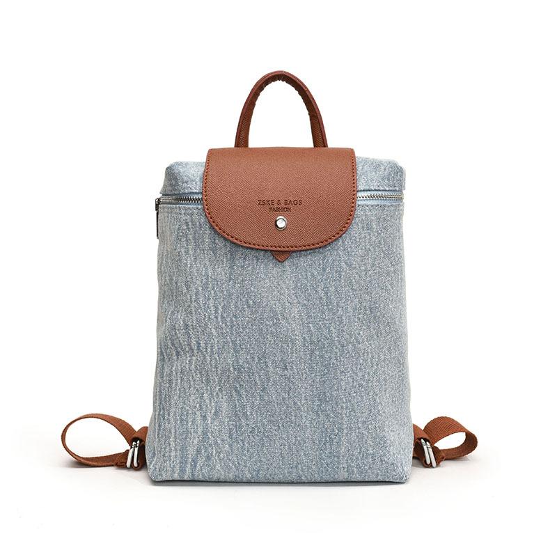 Fashion Denim Backpack Women's New Large-capacity Versatile Handbag