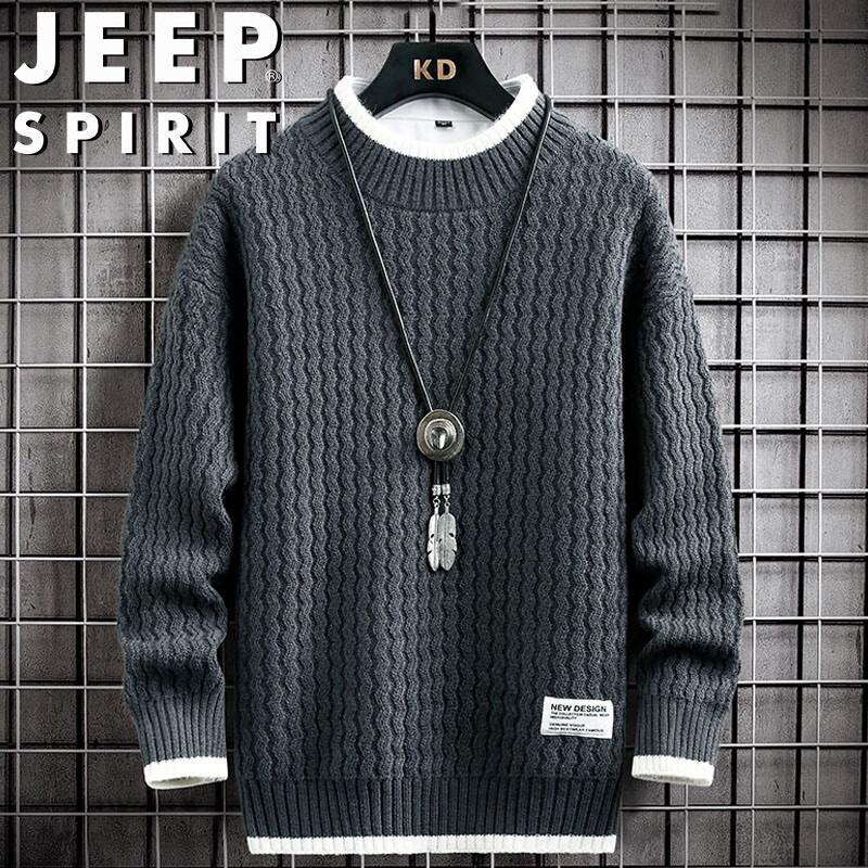 JEEP SPIRIT Men's Round Neck Pullover Sweater