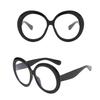Large frame round glasses women's fashion candy color decorative glasses frame anti-blue light personalized flat mirror