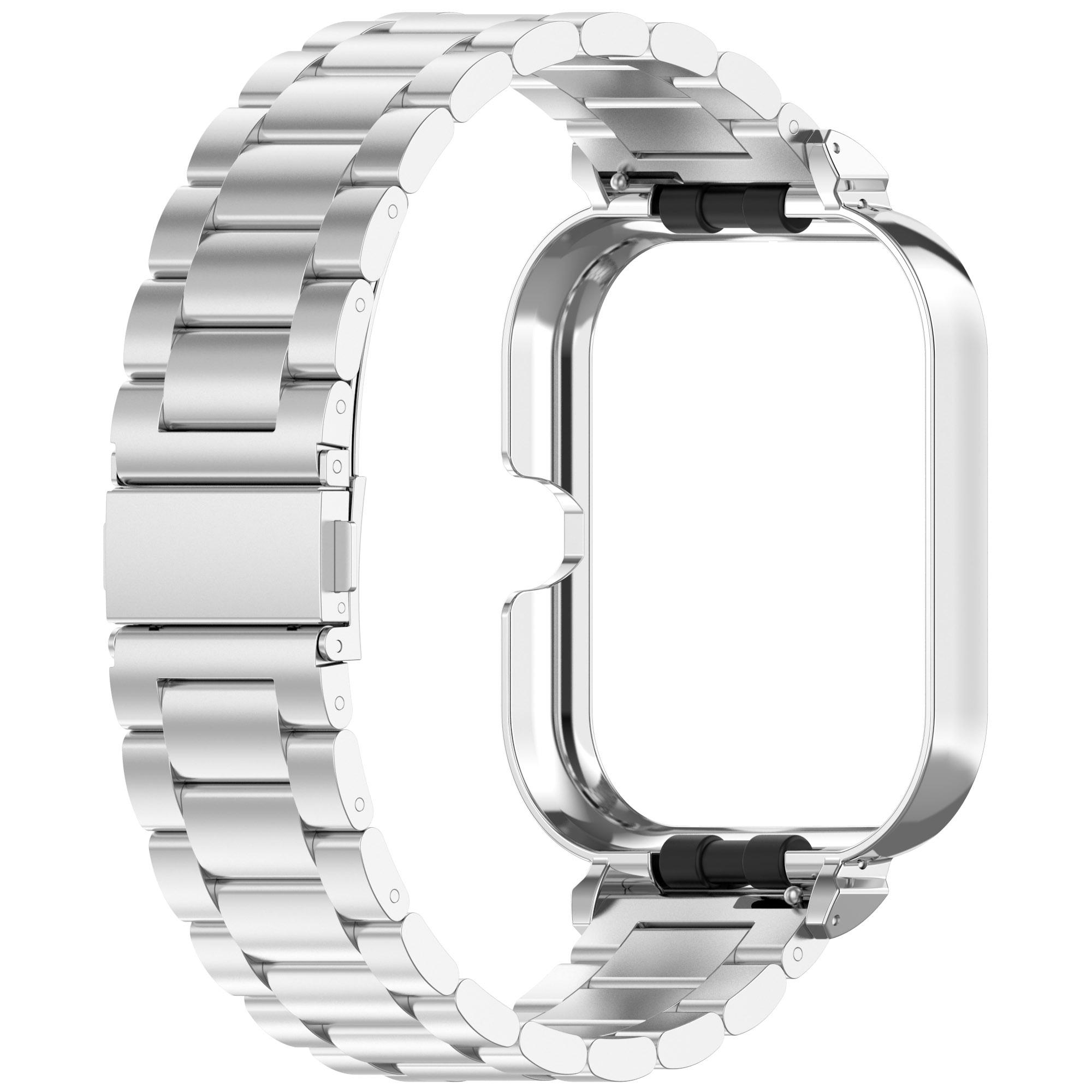 

For vivo Watch GT/iQOO Watch GT Watch Band Stainless Steel Three-Bead Replacement Strap with Watch Frame Black