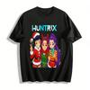 Weihnachtliches HUNTRIX Girlgroup Print Top Festliches Lässiges Rundhals Langarm T-Shirt für Damen Reines Baumwoll-T-Shirt