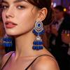 Bohemian Ethnic Style Diamond-embellished Bell Tassel Earrings, Exaggerated European and American Retro, Unique and High-end Earrings