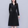 Chic Plus Size Women's Slimming Dress - Long Sleeve, Mid-Length, for Spring/Autumn.