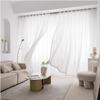 Korean Cute White Pom Pom Embroidered Tulle Curtain For Living Room Children's Room Retro Plush Dots Kitchen Short Sheer Panel