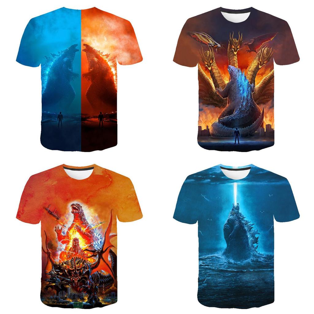 Vibrant 3d Print Godzilla King Of The Monsters Unisex Casual Short Sleeve T-shirt