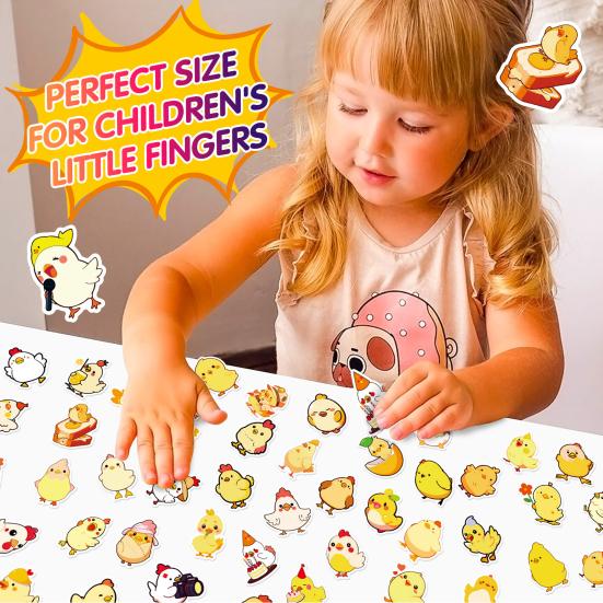 50Pcs Easter Chick Stickers Waterproof DIY Vinyl Art Decorative Graffiti Stickers Diverse Styles Cartoon Chicken Family Cute Decals for Water