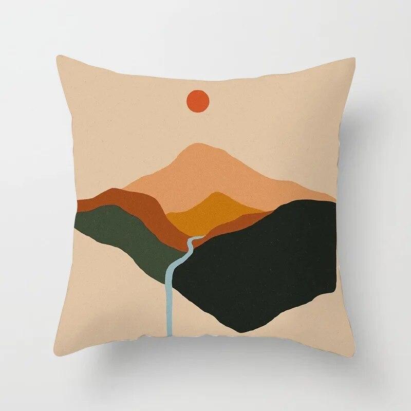 Hot Sale Modern Morandi Color Sofa Cushion Cover Home Nordic Abstract Mountain Moon Sun Geometric Pillow