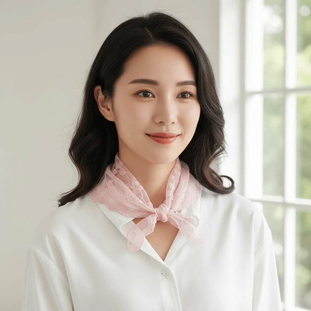 Sunscreen Thin Embroidered Flowers Headband Breathable Triangle Waistband Ramie Head Scarf Outdoor