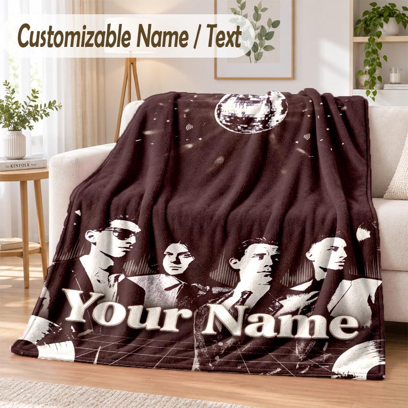 Arctic Monkeys Custom Name Flannel Throw Blanket Soft Warm for Sofa Bed Indoor Home Use