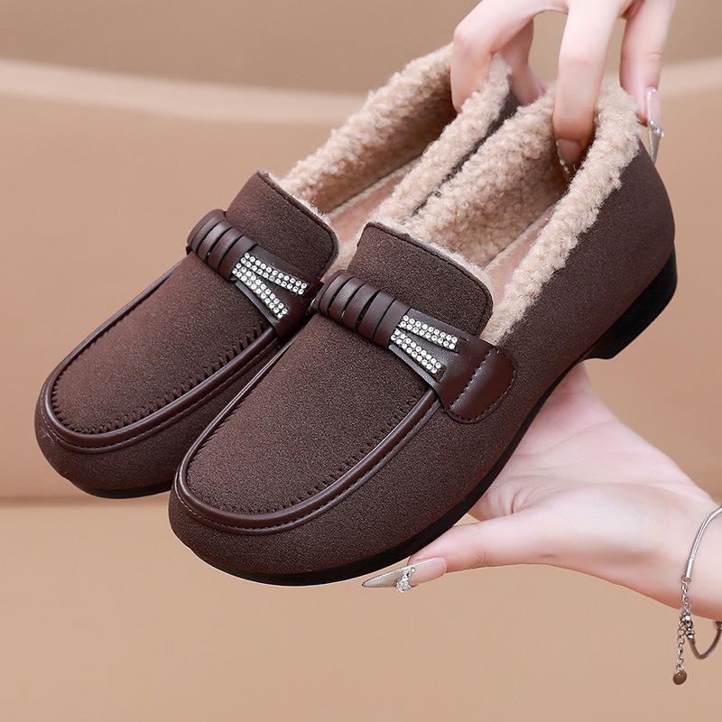 Spring versatile fashion Doudou shoes women's casual velvet warm soft sole medium casual single