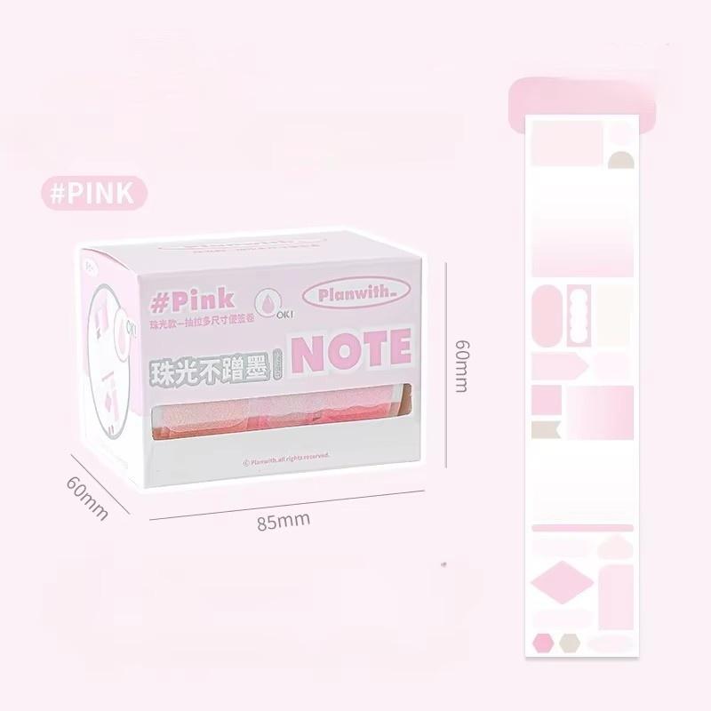 Pearlescent Pull Tab Sticky Notes Waterproof Translucent Study Memo Pads See-Through Reading Highlight Tape Stationery Gifts
