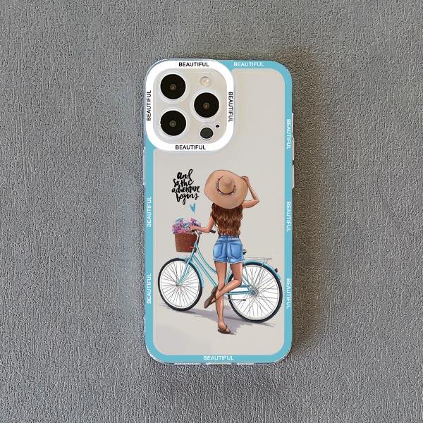 Pretty Girl Clear Phone Case For iPhone 11 12 13 Pro Max 15 14 Pro Max Plus X XS XR 7 8 Plus SE 2020 Transparent Back Cover Capa