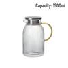 Pichet à eau en verre borosilicaté de 1,5 L avec couvercle en acier inoxydable