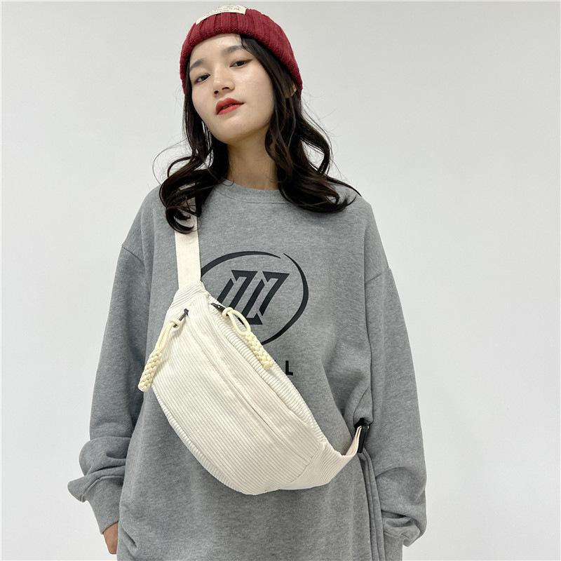Corduroy Travel Crossbody Bag  New Large Capacity Lightweight Versatile Couple Chest Bag Casual Simple Shoulder B