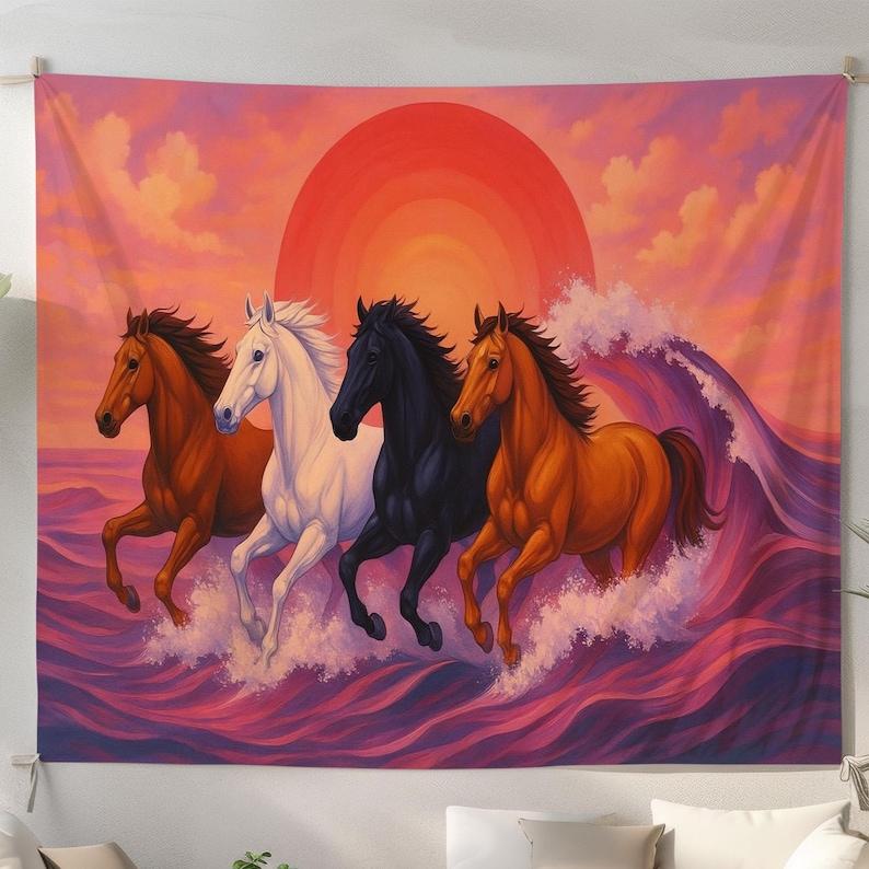 galloping horse tapestry 75x100 чёрный