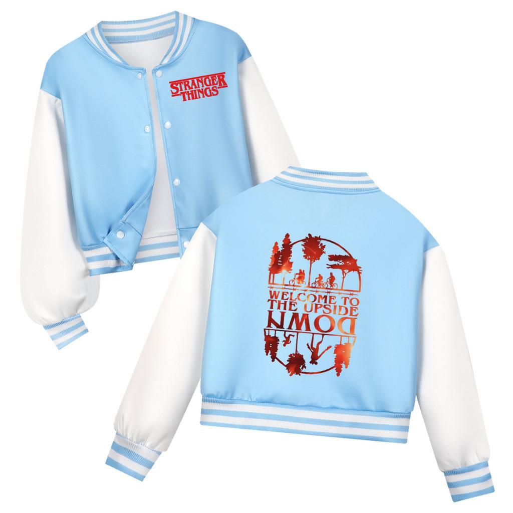 5278 Kinder Stranger Things Bedruckte Lässige Oberbekleidung Langärmelige Baseballjacke Mantel