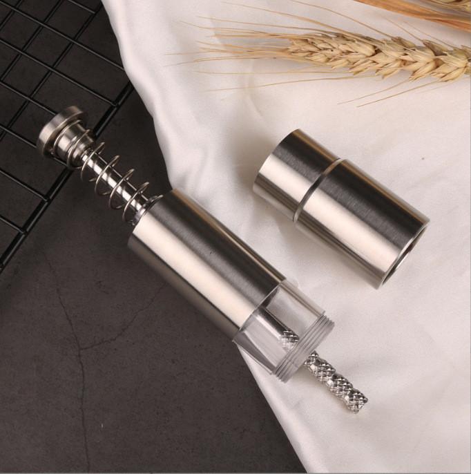 Stainless Steel Manual Spice Grinder With Press Action For Cooking And Kitchen Use