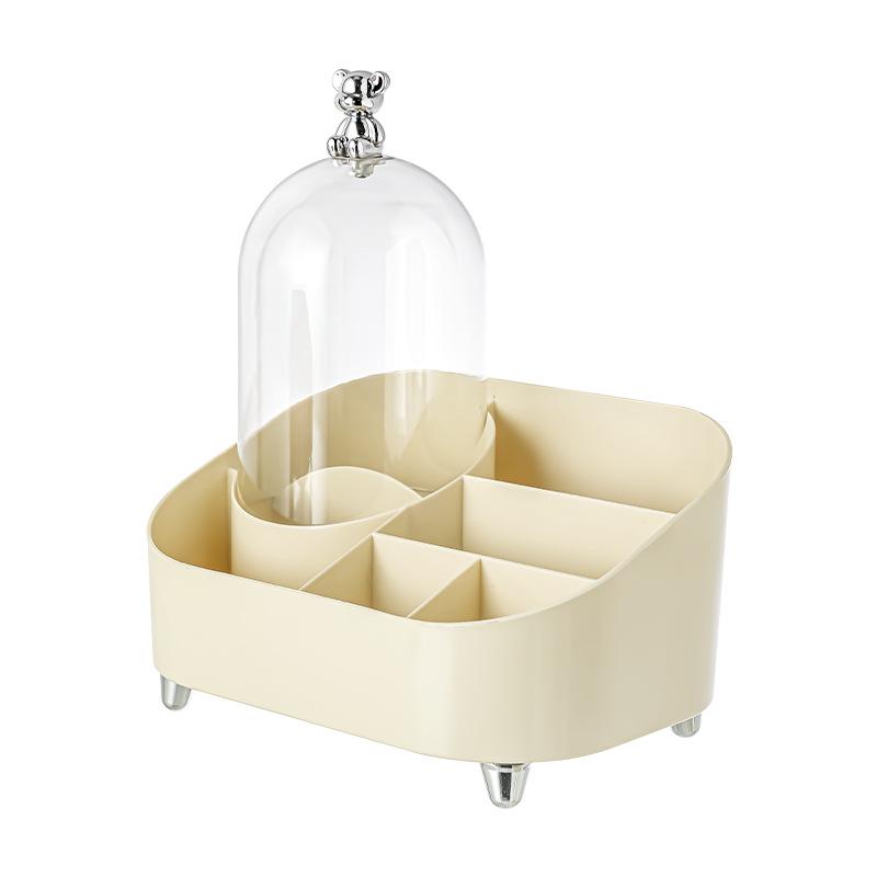 Rotating Makeup Storage Tube: Dustproof Vanity Organizer with Lid for Lipstick, Eyeshadow Brushes & Eyebrow Pencils