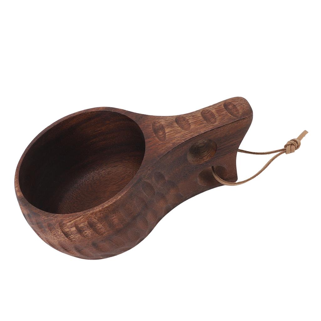350ML Wooden Cup with Handle Portable Multifunctional Wood Mug Drinking Cup for Coffee Tea Milk Beverages