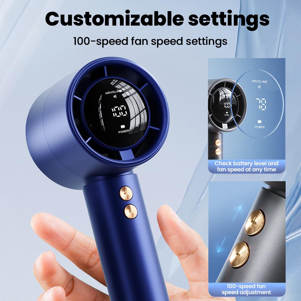 100-speed High-speed Handheld Fan USB Mini Portable Rechargeable Turbo Desk Fan
