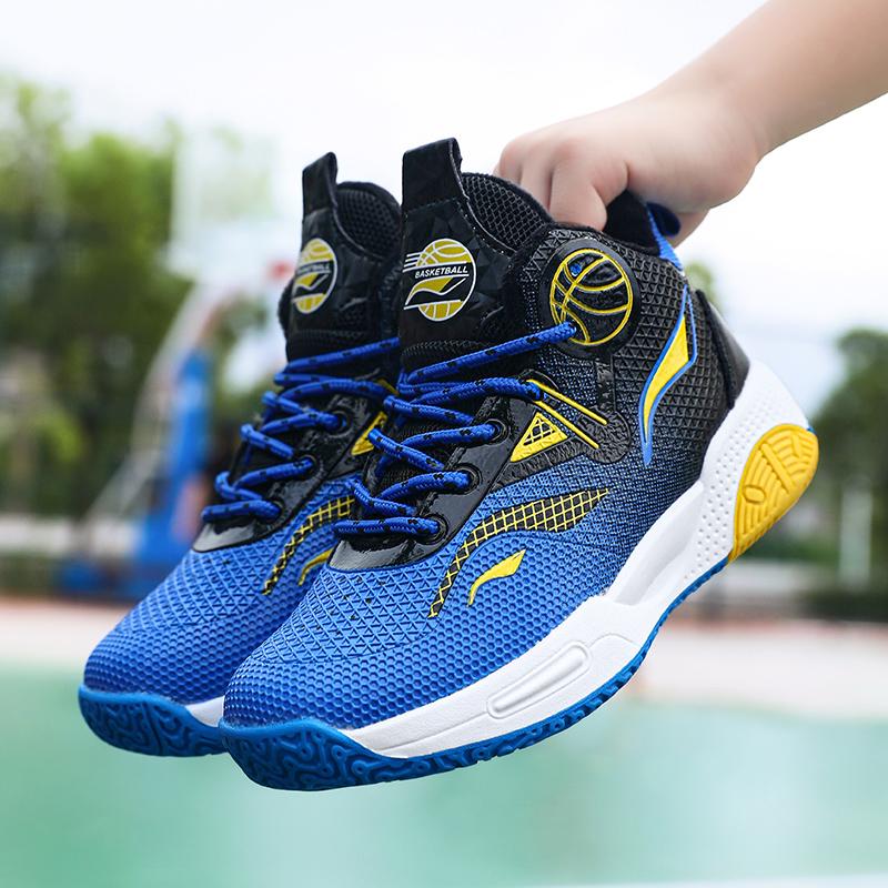 Autumn / Winter Leather Super Fiber Leather Children's Basketball Shoes with Plush Insulation for Teenagers' Casual Basketball Sports Shoes