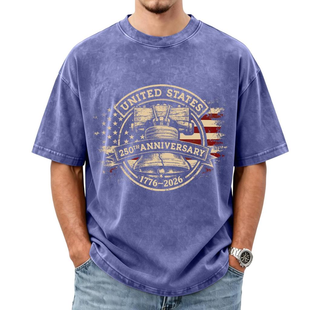United States 250th Anniversary 1776 2026 Short Sleeve T Shirt Crew Neck Graphic Liberty Bell Print Casual Top Tee