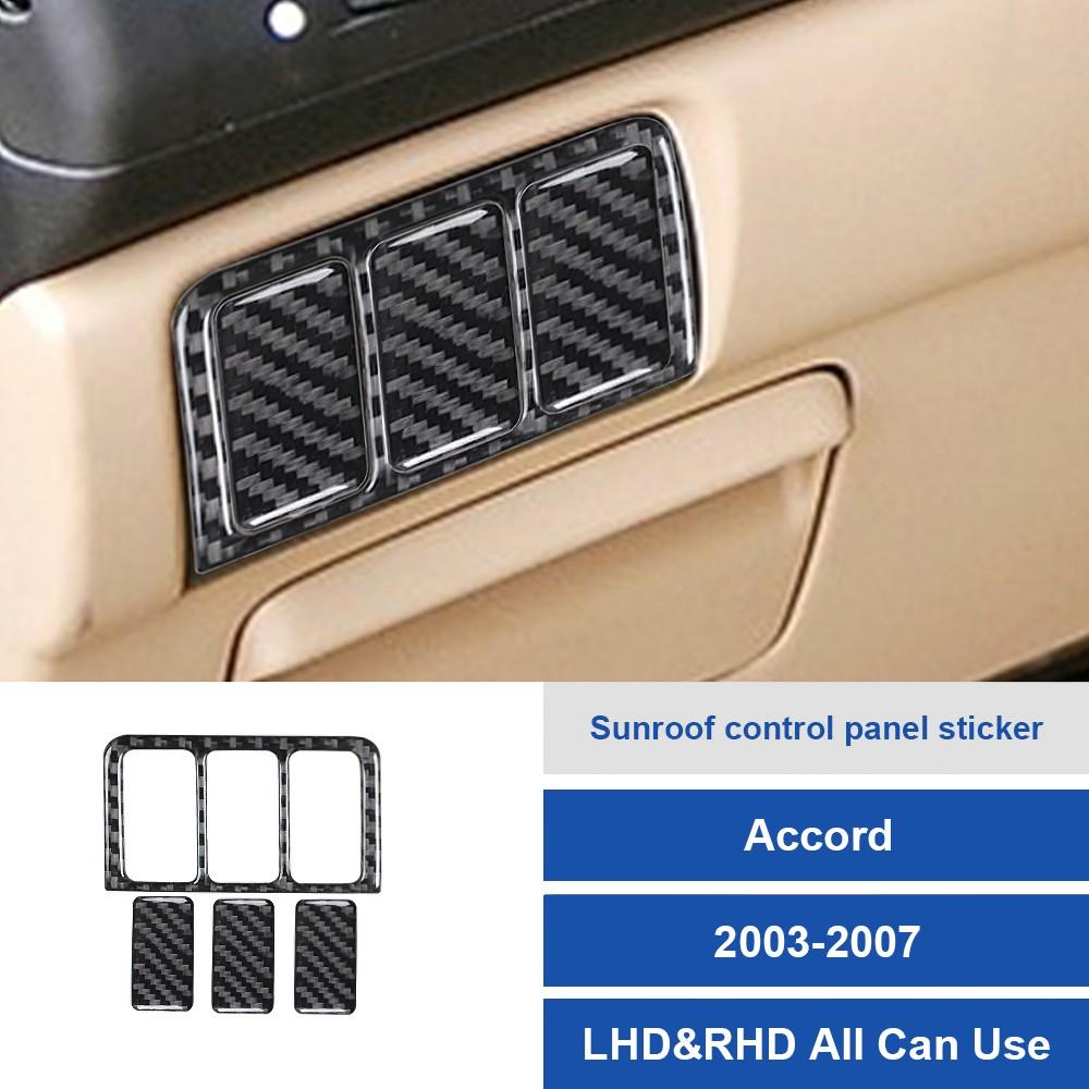 Real Carbon Fiber Steering Wheel Button Trim Fit for Honda Accord 2003-2007 Inner Decal Cover 3D Sticker Auto Accessories