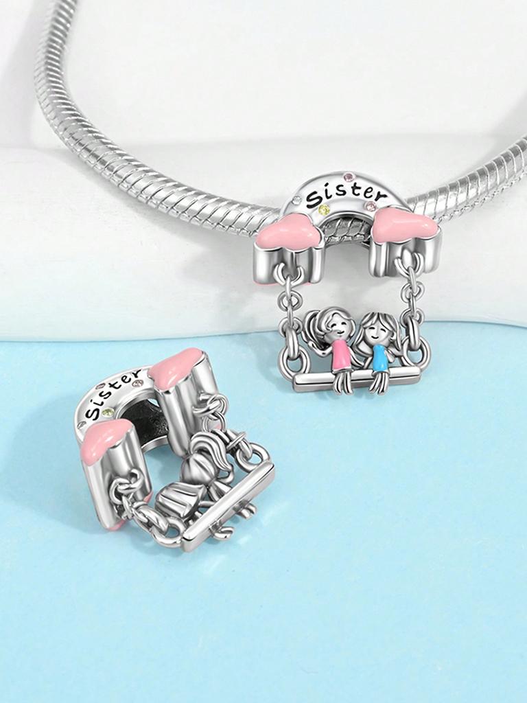 Charm Copper Colors Pink Heart Friendship Bag Bead For Original Bracelet Diy Beads Charms Jewellery Making Gift For Women Styfne