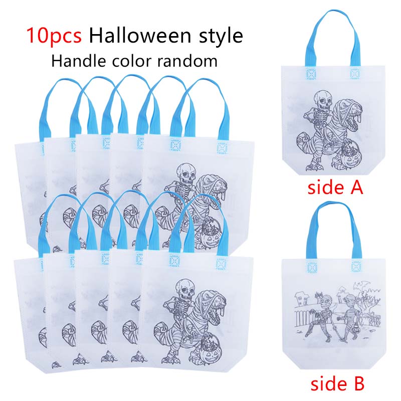 5/10pcs Festival Gift Bags Christmas Halloween Easter Non Woven Fabric Double Sided Graffiti Bag Party Snack Bag Souvenir TMZ