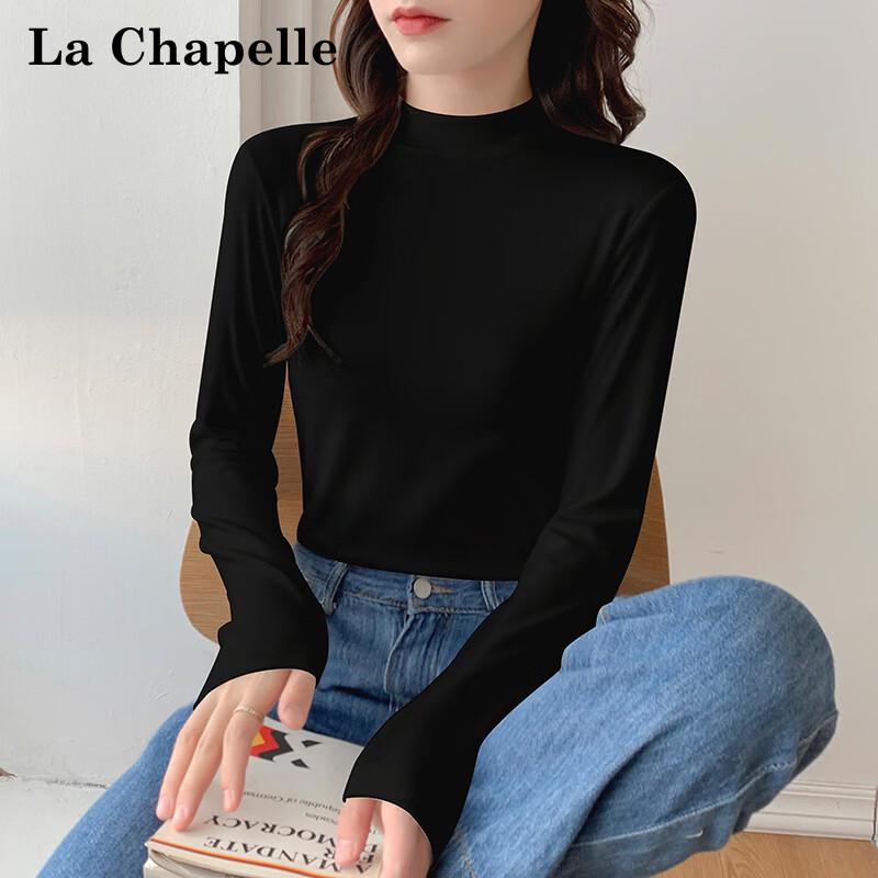 La Chapelle Women's Mock Neck Long Sleeve Slim Fit Solid T-Shirt