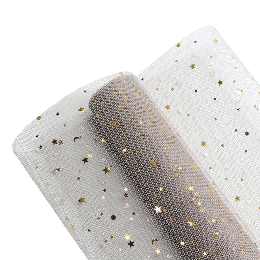 Flower Wrapped Gauze Even Mesh Design with Shiny Star Cuttable DIY Craft Convenient Floral Gift Wrapping Gauze