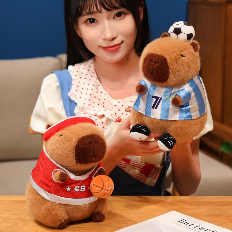 Kawaii Football Basketball Capibala Plush Doll Soft Cute Cartoon Animal Stuffed Toy Home Decor Gifts For Kids