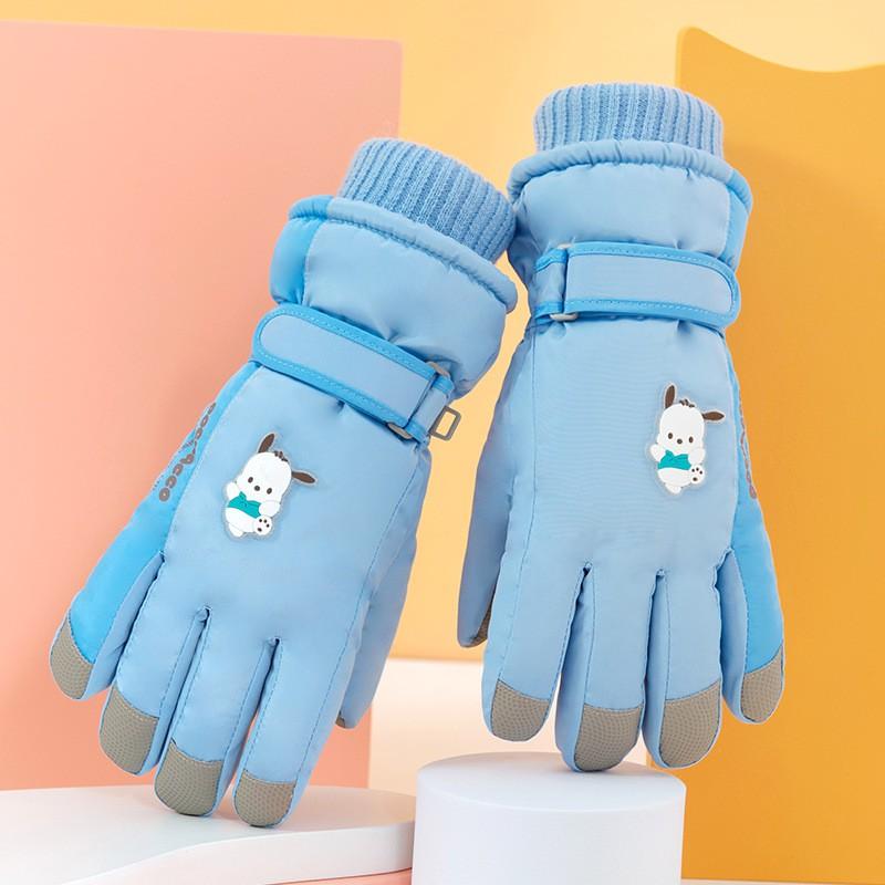 Cartoon Print Winter Warm Touchscreen Gloves Kids Girls Boys Skiing Cycling Windproof Waterproof Fleece Lined
