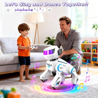 Remote Control Robot Dog Toy Programming Smart Interactive Electric Dog Toddlers 2.4GHz RC Walking Dancing Puppy Toy with LED Eyes