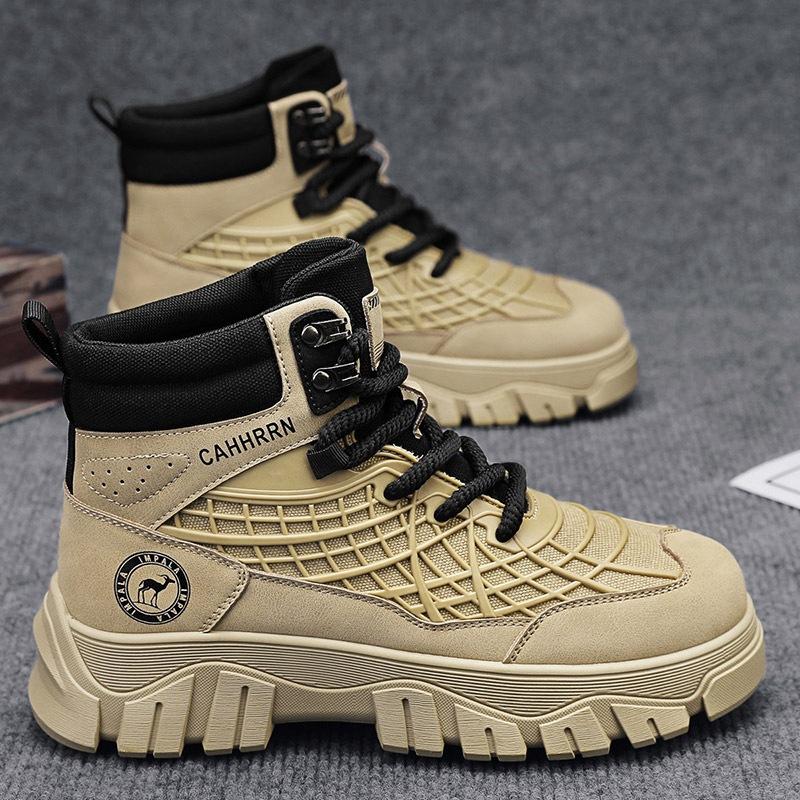 High-top men's shoes autumn trend leisure sports heightening rhubarb Martin boots men's 2024 new locomotive tooling boots