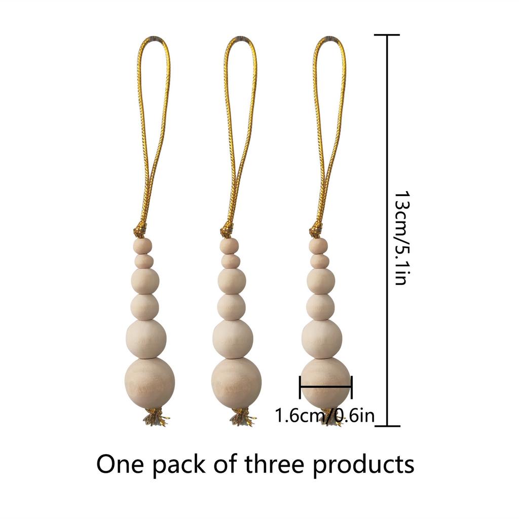 3pcs Xmas Tree Hanging Ornaments Wooden Beads String Pendants Christmas Decorations Party New Year Home Decor Christmas Gifts