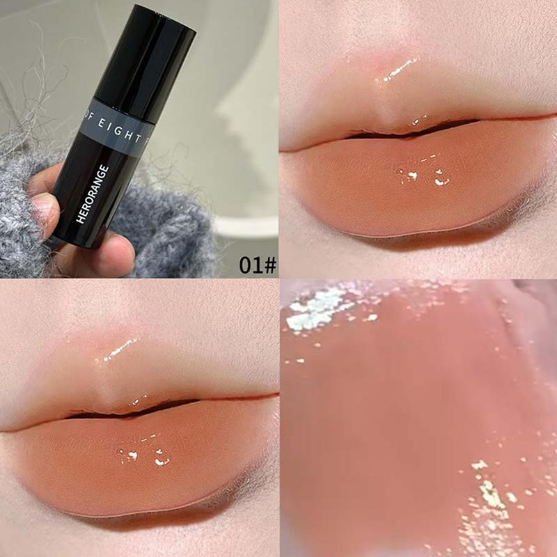 Herorange Mirror Lip Glaze Juice Red Lip Gloss Long-Lasting Shiny Lip Gloss, Student-Friendly Skin-Brightening Nude Lipstick
