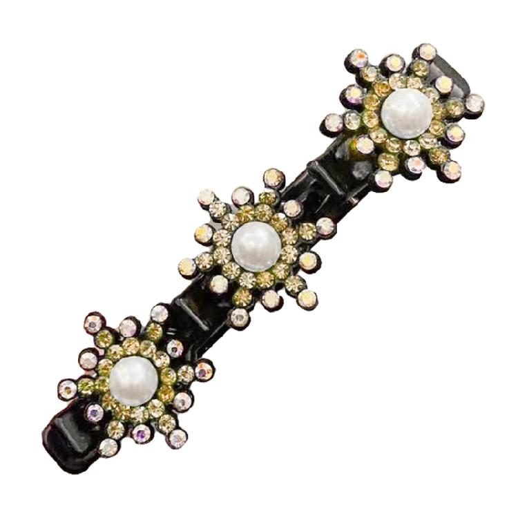 5x Sparkling Crystal Stone Braided Hair Clips Tooth-Shaped Non-Slip Bang Hairpin