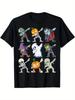 Halloween Dabbing Skeleton and Zombie Boys' T-Shirt - Soft, Breathable Short Sleev