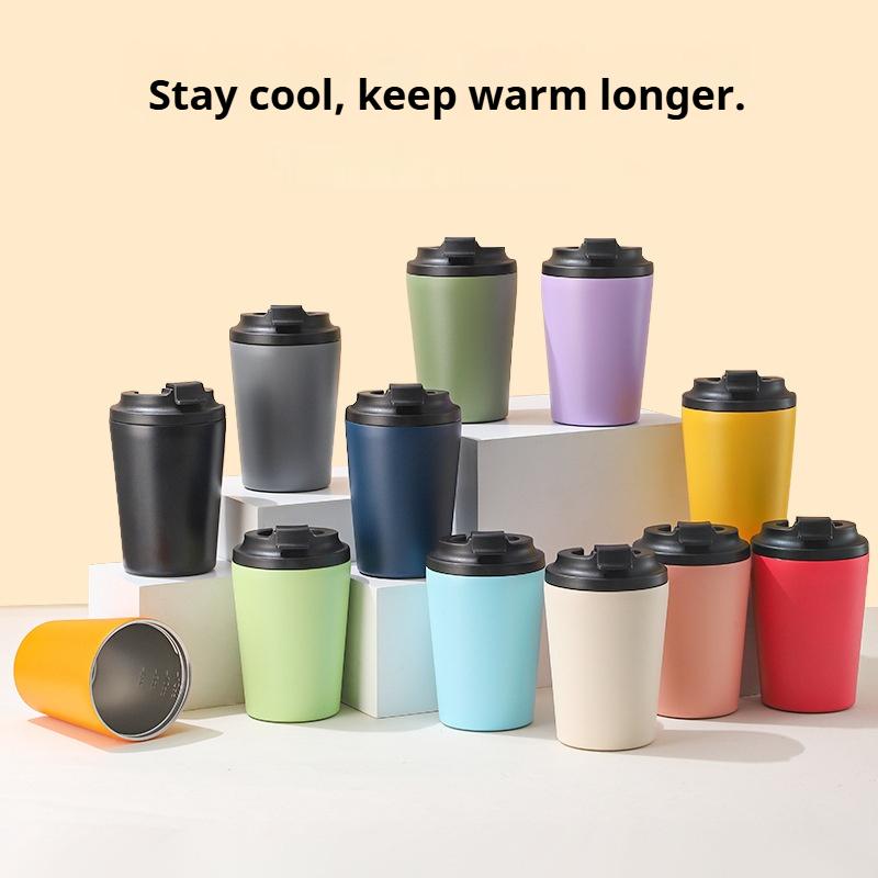 12oz Coffee Mug Stainless Steel Thermos Mug Car Insulated Flask Water Tumbler for Outdoor Sports Non-Slip Travel Vacuum Flask