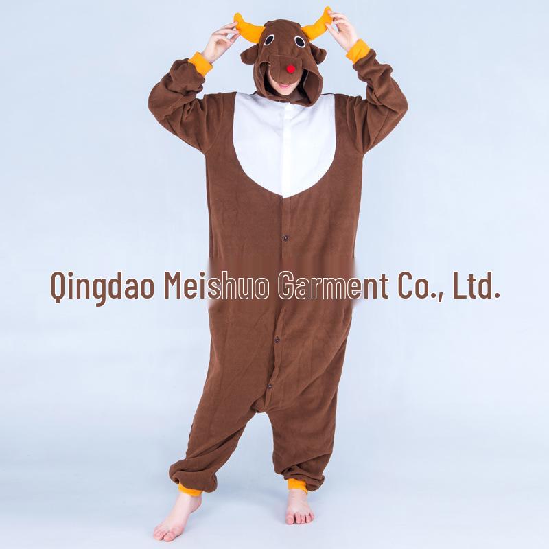 Růžové Modré Zvířecí Kreslené Fleecové Onesie Pyžamo pro Páry - Podzimní/Zimní Kolekce