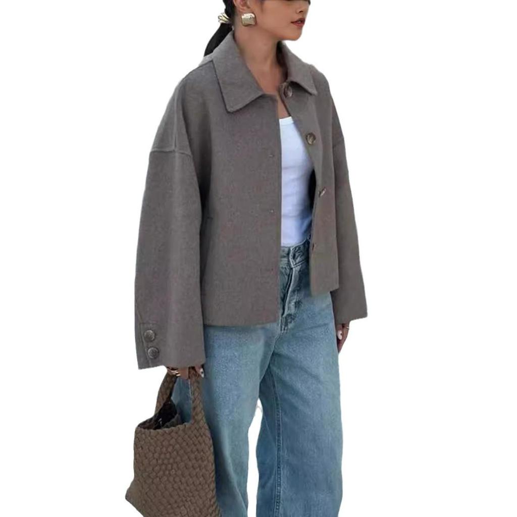 2024 Autumn/Winter European & American Loose Button Lapel Coat