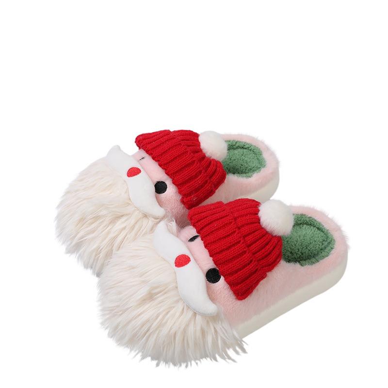 Cixi Cotton Slippers Women's Autumn and Winter New Cute Santa Claus Indoor Home Warm Plush Slippers