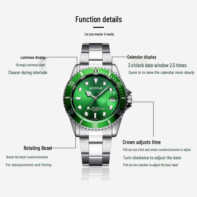 TMFPQ Automatic Waterproof Stainless Steel Men's Luminous Watch