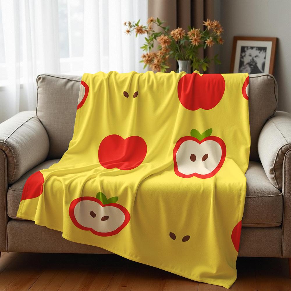 Simple Apple Fruit Soft Flannel Blanket Breathable Warm Throw for Office Car Sofa Kids Room Birthday Xmas Gift