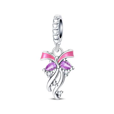 Authentic Copper Charm Bead Charms Luxury Pink Butterfly Pendant Bead Charms Compatible With Bracelets Diy Women Making Delicate Gift